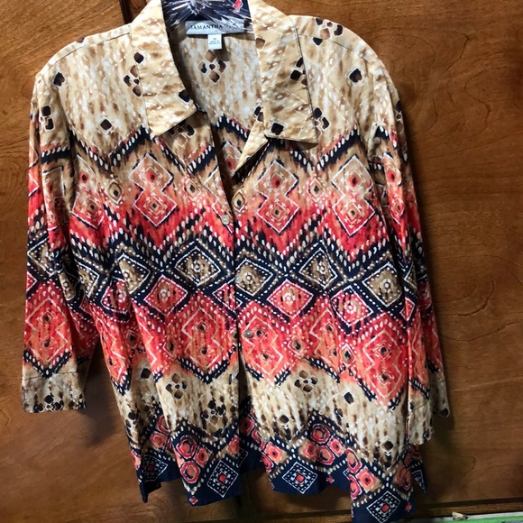 Button down in blue and coral - Picture 1 of 4